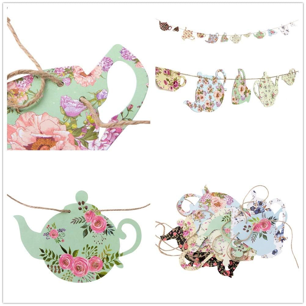 LaVenty Let's Par-Tea Balloon Banner Set: 16-Inch Monogram Balloon and Tea Party Decoration