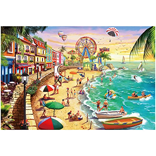 Lavievert 1000 Piece Beach Jigsaw Puzzle – Thick Cardboard, Unique Cut, Family Fun