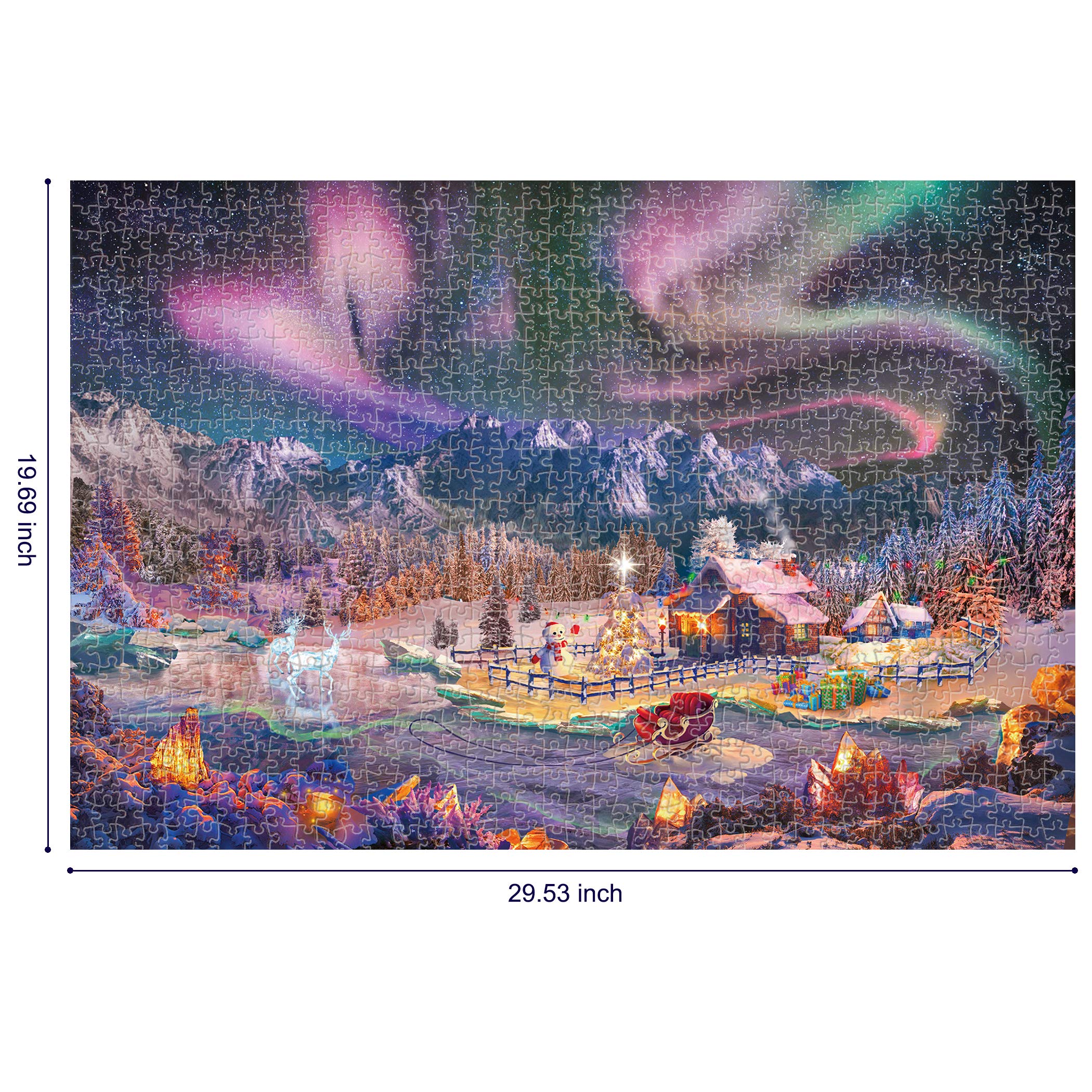Lavievert 1000-Piece Christmas Wonderland Jigsaw Puzzle – Snowy Night, Aurora, and More