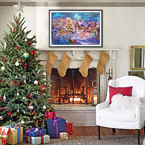 Lavievert 1000-Piece Wooden Jigsaw Puzzle – Christmas Tree, Snowman, Deer & Presents on Snowy Eve