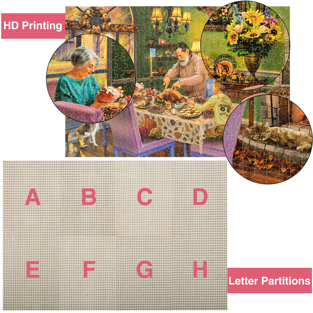Lavievert 1000-Piece Wooden Jigsaw Puzzle: Thanksgiving Dinner – Turkey, Pumpkin Pie