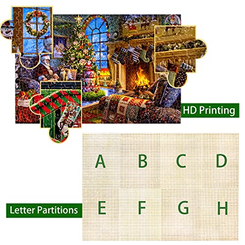 Lavievert Wooden Jigsaw Puzzle 1000 Piece – Santa, Fireplace & Christmas Tree Scene for Adults