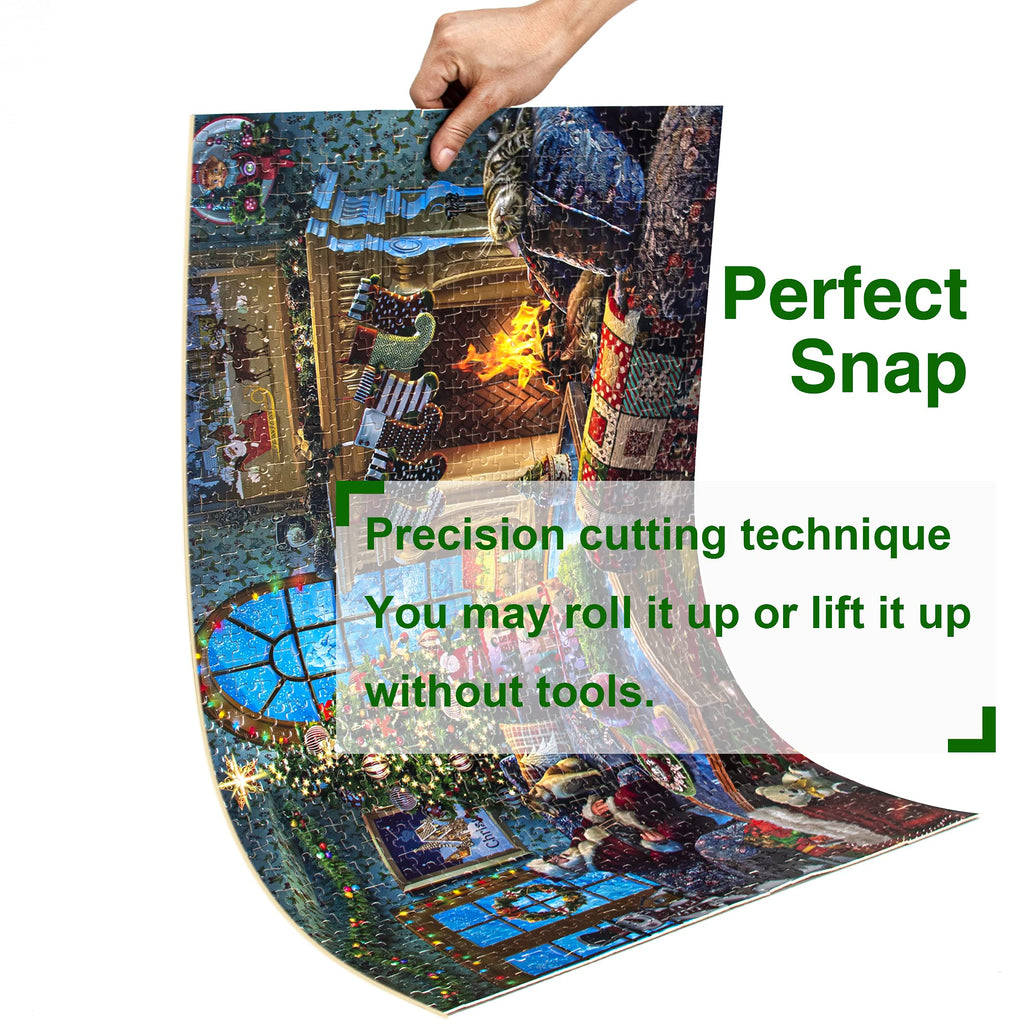 Lavievert Wooden Jigsaw Puzzle 1000 Piece – Santa, Fireplace & Christmas Tree Scene for Adults