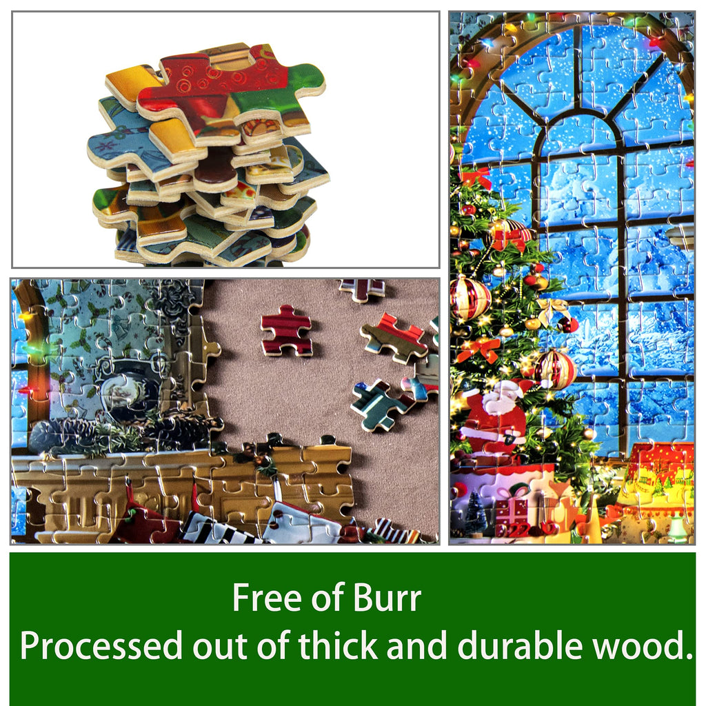 Lavievert Wooden Jigsaw Puzzle 1000 Piece – Santa, Fireplace & Christmas Tree Scene for Adults