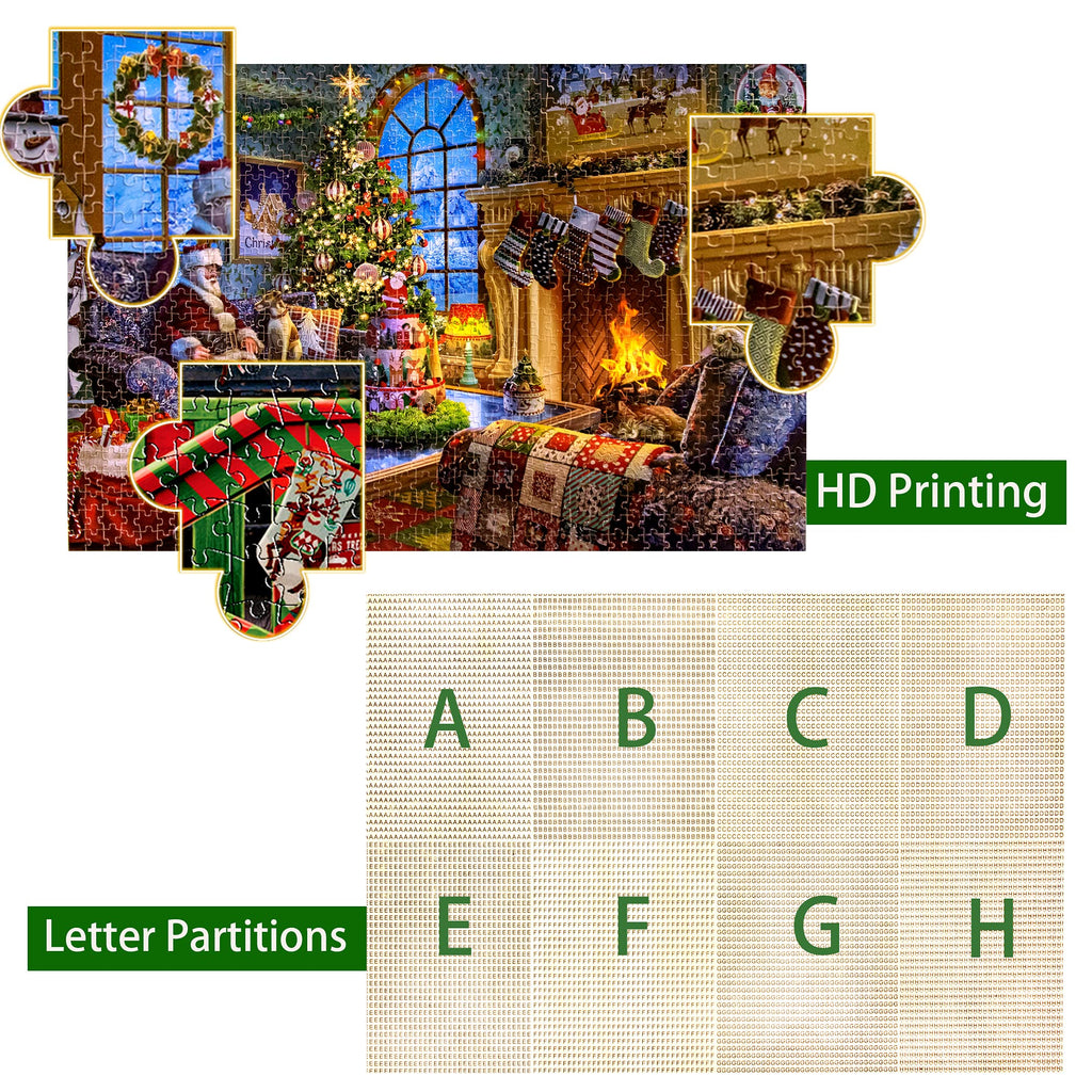Lavievert Wooden Jigsaw Puzzle 1000 Piece – Santa, Fireplace & Christmas Tree Scene for Adults