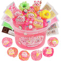 LAWOHO 300ml Piggy Slime Kit with Clay - Red Clear Slime Bucket for Kids with 10 Packs Add-Ins, 5 Charms & Cake Mold - Non-Stick DIY Slime Making Toy for Birthday, Halloween, Christmas, Easter