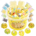 LAWOHO Bear Clear Slime Kit 300ml - Yellow Slime with 9 Add-Ins, Clay & Charms for Kids Ages 8-12