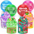 LAWOHO Christmas Slime Kit – 4 Pack Butter Slime Balls with Festive Charms, Non-Toxic Stocking Stuffers for Kids Ages 4+