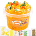 LAWOHO Clear Slime Kit - Orange Mango Jelly Cube with 8 Add-Ins, Non-Stick Stretchy Toy for Kids Ages 6+