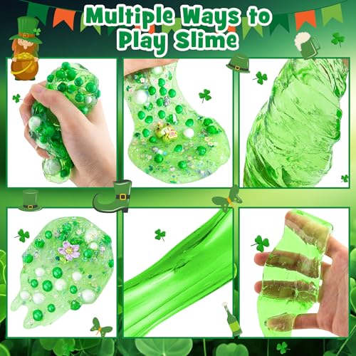LAWOHO Frog Slime Kit – 300ml Green Clear Slime with Clay, Charms & Add-Ins for Kids
