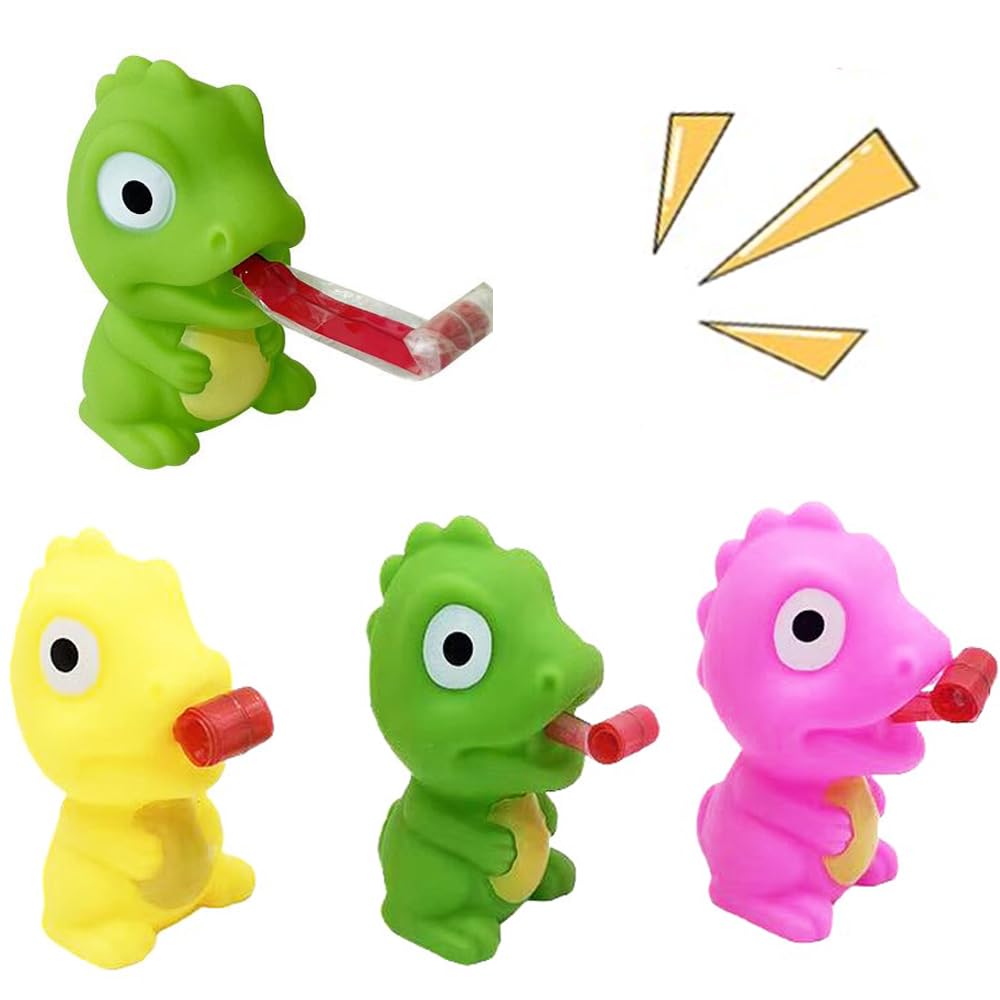 LBKKC Stress Dinosaur Toys 3-Pack: Squeeze, Tongue Sticks Out, Makes Sound - Fun Gag Gift for Kids and Adults