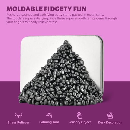 LCVUUK Ferrite Rocks - Over 600 Weak Magnetic Smooth Pebbles Desk Toy for Adults