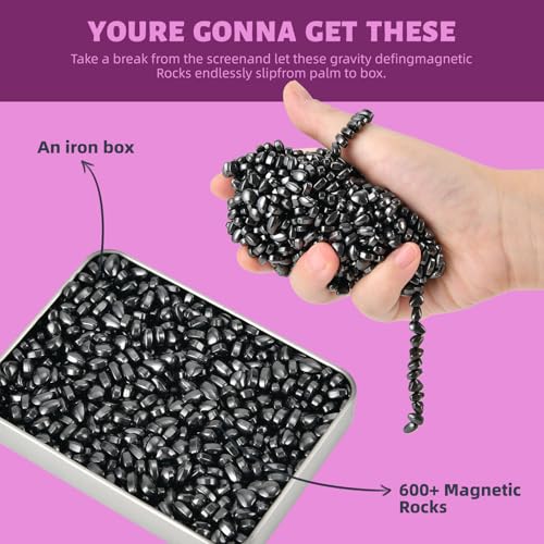 LCVUUK Ferrite Rocks - Over 600 Weak Magnetic Smooth Pebbles Desk Toy for Adults