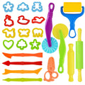 LCY WEDSHI 22-Piece Dough Tool Set for Kids Ages 4-8 with Animal Cutters, Rolling Pins & Safety Scissors