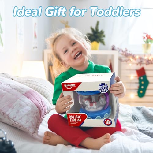 LDRYWW Musical Crawling Toy for Babies 1-3 Years – Blue Carousel Drum with Lights