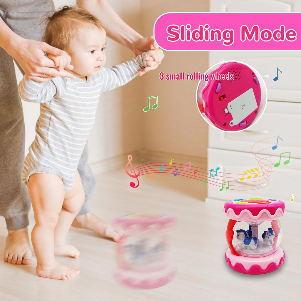 LDRYWW Musical Light-Up Hand Drum for Baby Girls 18+ Months - Pink