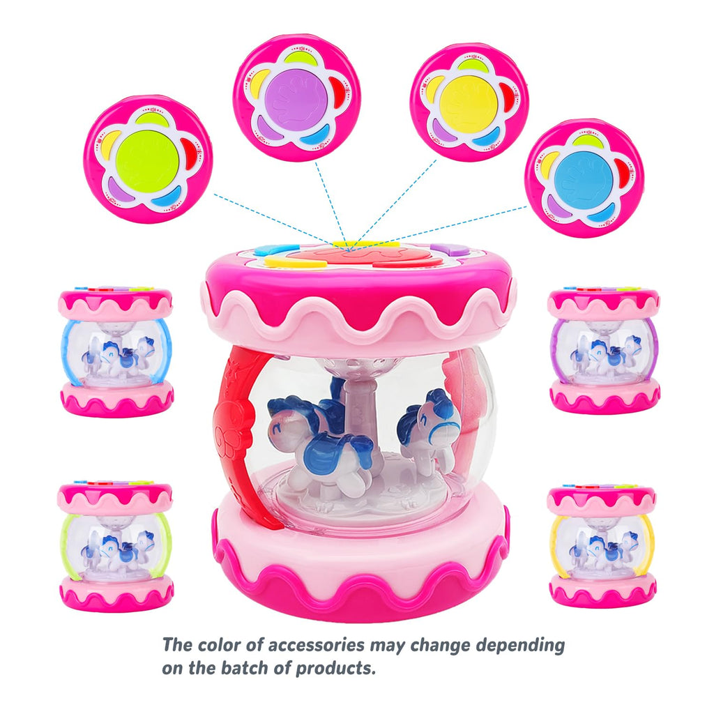 LDRYWW Musical Light-Up Hand Drum for Baby Girls 18+ Months - Pink