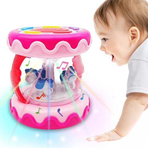 LDRYWW Musical Light-Up Hand Drum for Baby Girls 18+ Months - Pink
