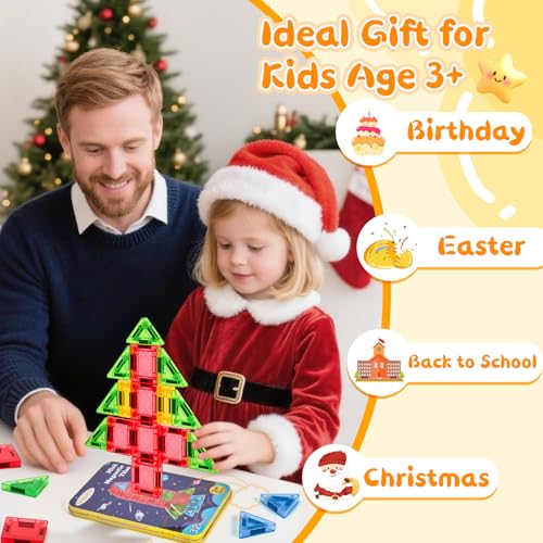 LeagoEra 32-Piece Mini Magnetic Tiles Travel Set: Portable Building Toy for Ages 3-12