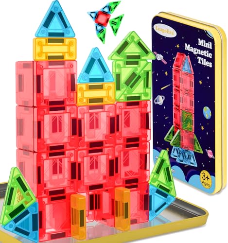 LeagoEra 32-Piece Mini Magnetic Tiles Travel Set: Portable Building Toy for Ages 3-12