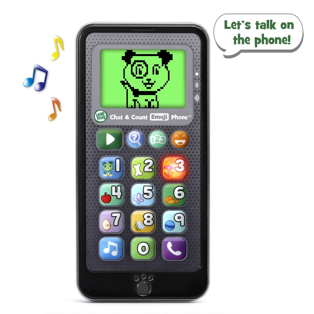LeapFrog Chat and Count Emoji Phone - Black Toddler Toy with Numbers, Videos, and Pretend Calls