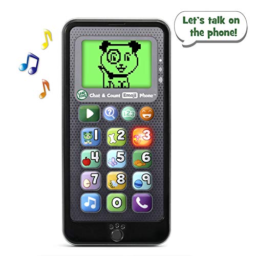 LeapFrog Chat and Count Emoji Phone - Black Toddler Toy with Numbers, Videos, and Pretend Calls