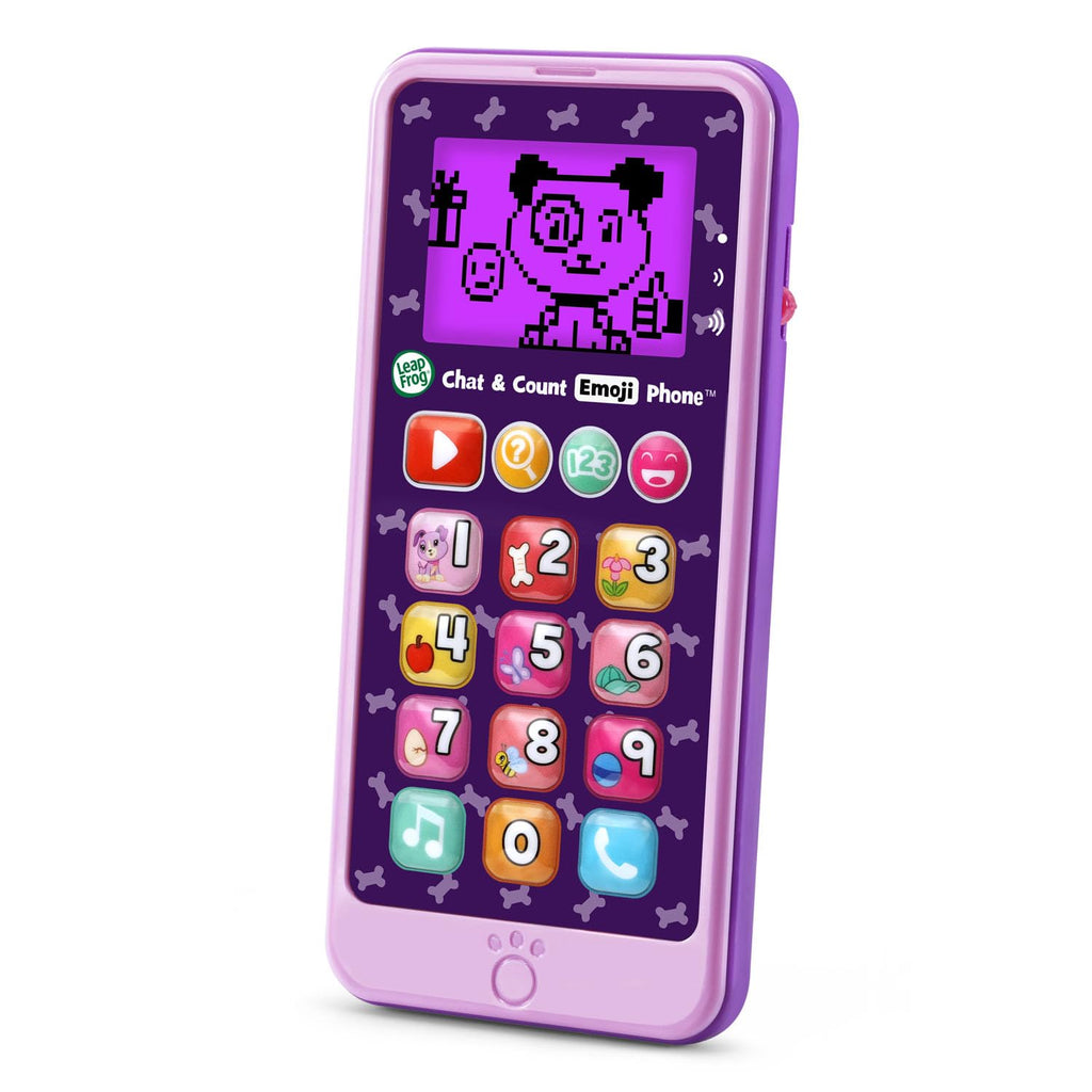 LeapFrog Chat and Count Emoji Phone - Purple Pretend Smartphone for Toddlers