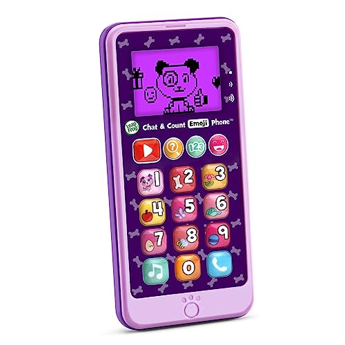 LeapFrog Chat and Count Emoji Phone - Purple Pretend Smartphone for Toddlers