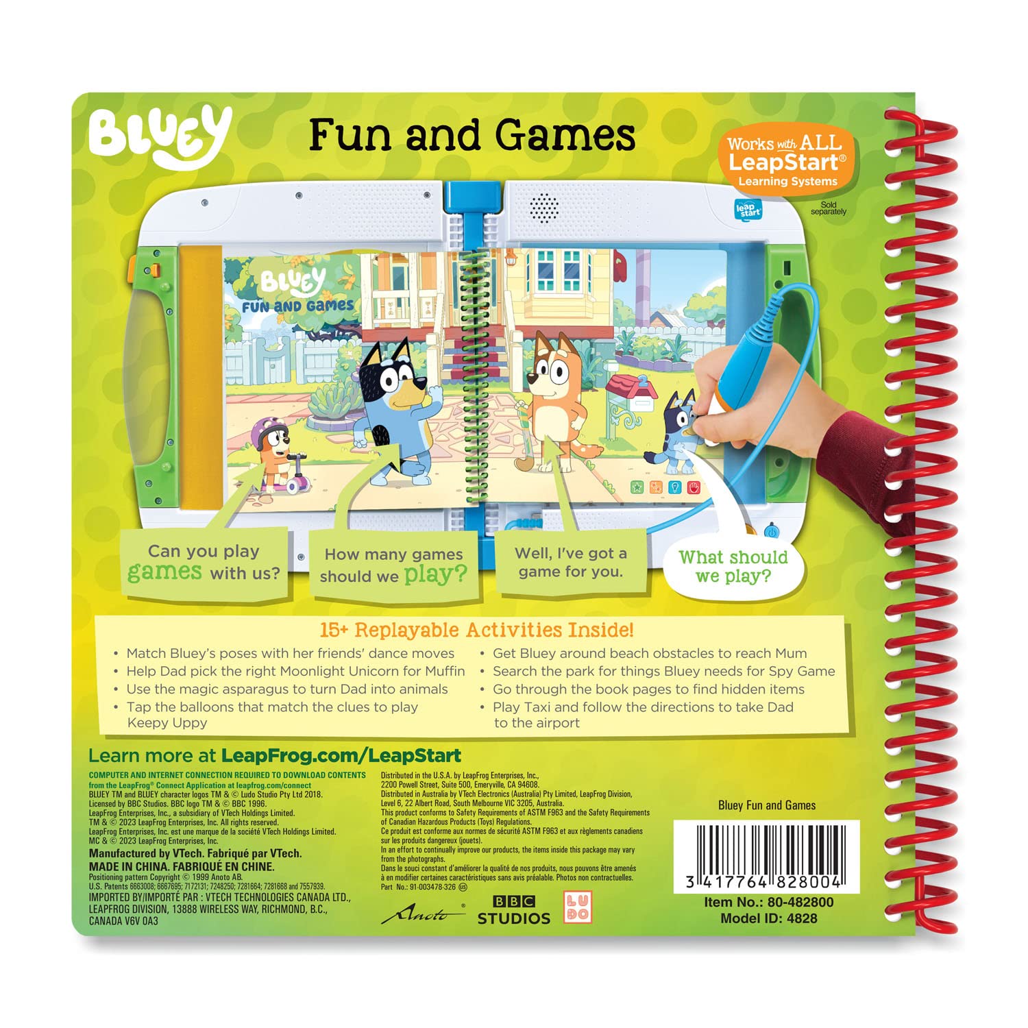 LeapFrog LeapStart Bluey Fun and Games Interactive Activity Book for Ages 2-5