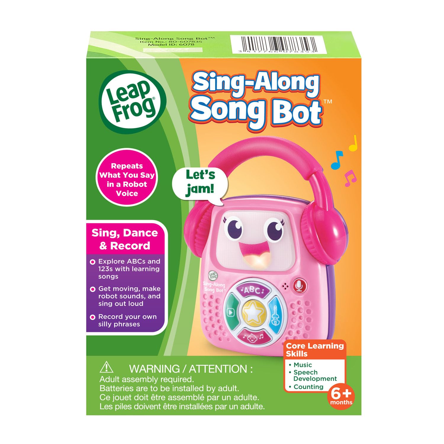 LeapFrog Sing-Along Song Bot, Pink - Musical Robot Toy for Ages 6+ Months