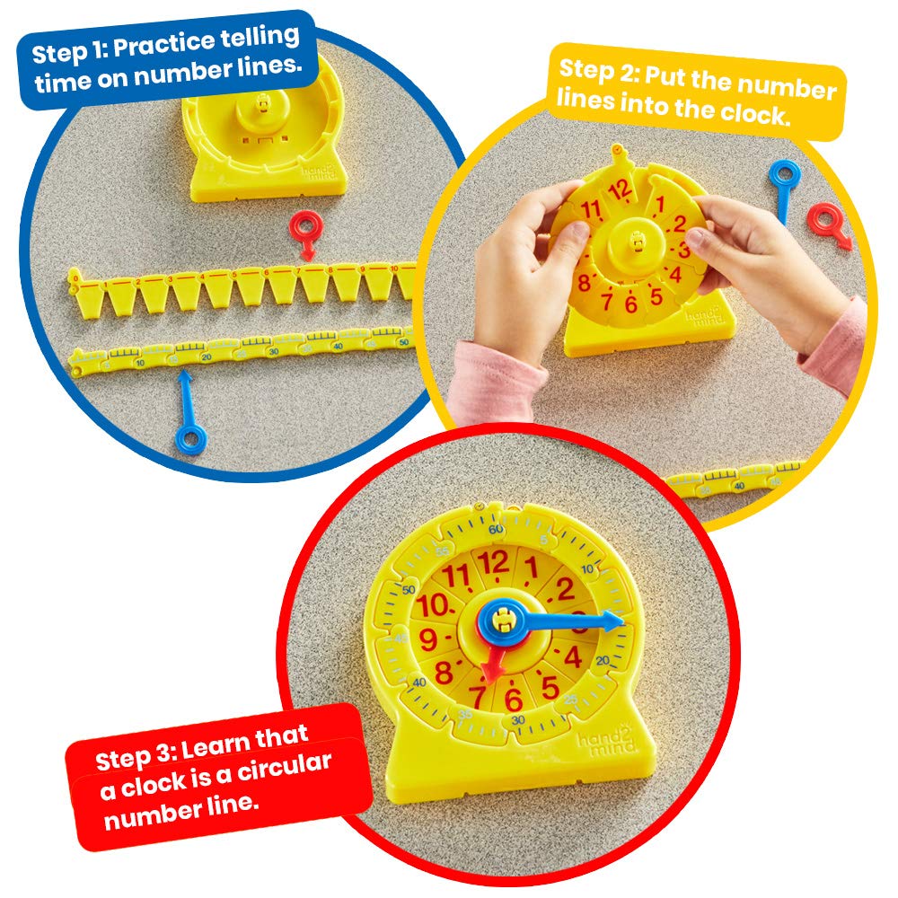 Learning Resources 24-Hour Number Line Clock – Single Student Set for Kids Learning to Tell Time