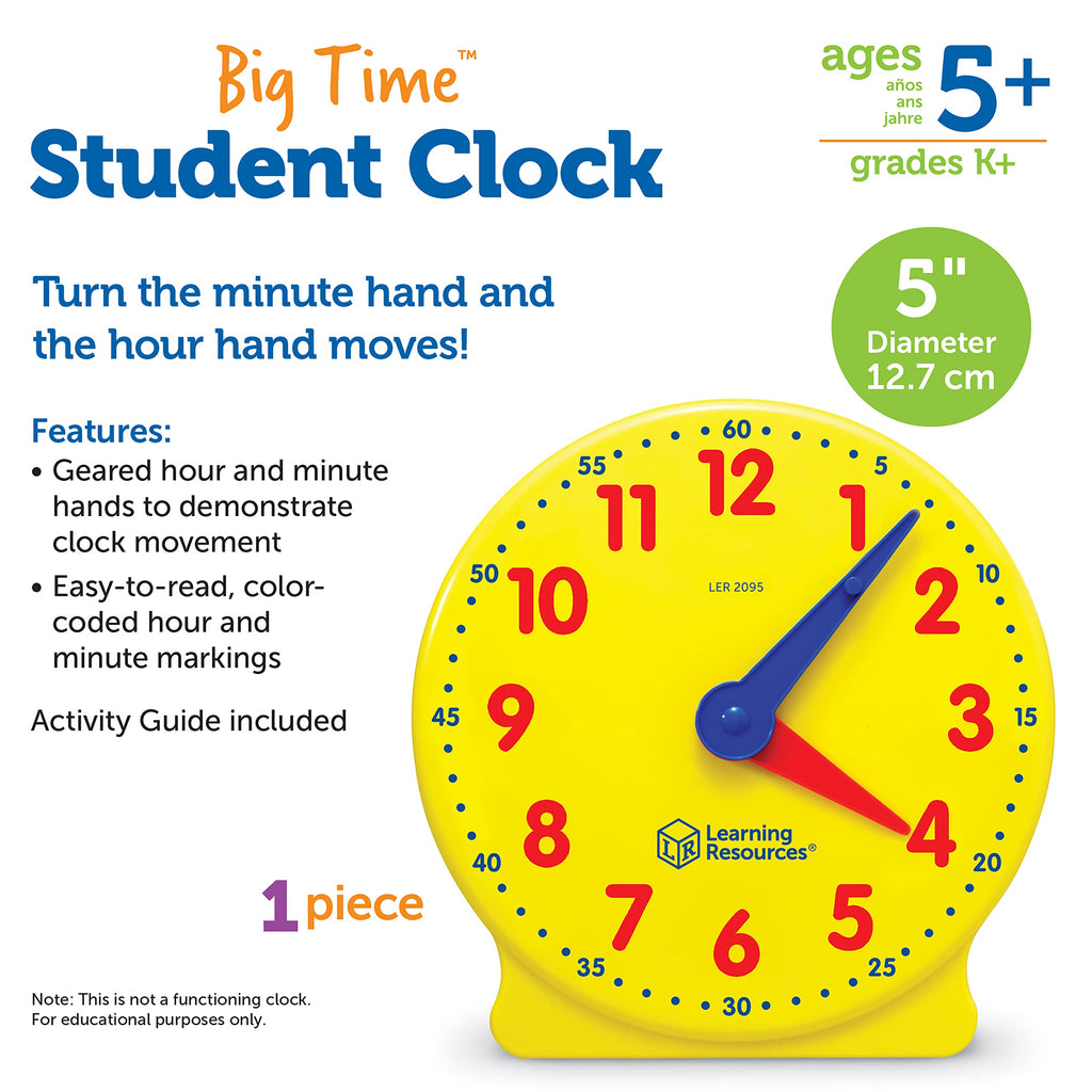 Learning Resources Big Time Student Clock: Analog Teaching Clock for Ages 5+