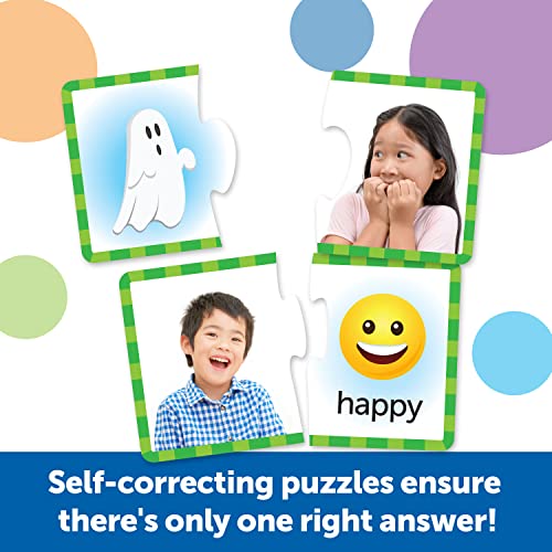 Learning Resources Feelings & Emotions Puzzle Cards - 24 Self-Correcting Puzzles for Social-Emotional Learning, Ages 3+