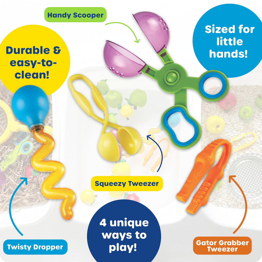 Learning Resources Helping Hands Fine Motor Tool Set – 4-Piece Sensory Toy Set for Toddlers Ages 3+