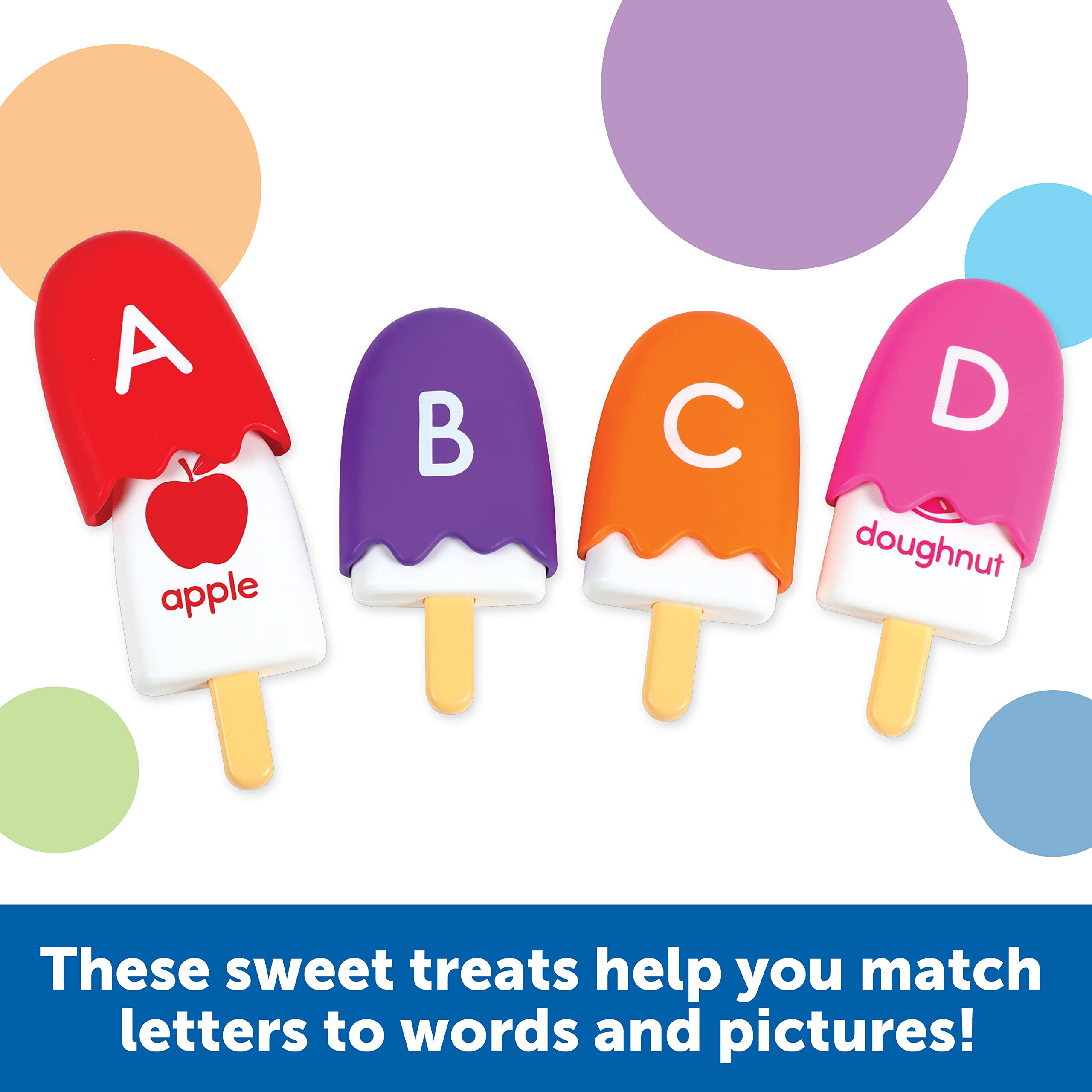 Learning Resources Mini ABC Pops – 26 Popsicle-Shaped Alphabet Toys for Toddlers, Fine Motor Skills & Phonics