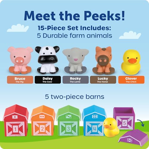 Learning Resources Peekaboo Learning Farm – Toddler Animal Toys with Finger Puppets, Counting & Sorting