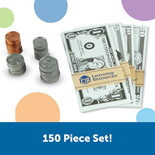 Learning Resources Pretend & Play Money Set – 150 Piece Toy Currency with Bills and Coins for Teaching Money Skills