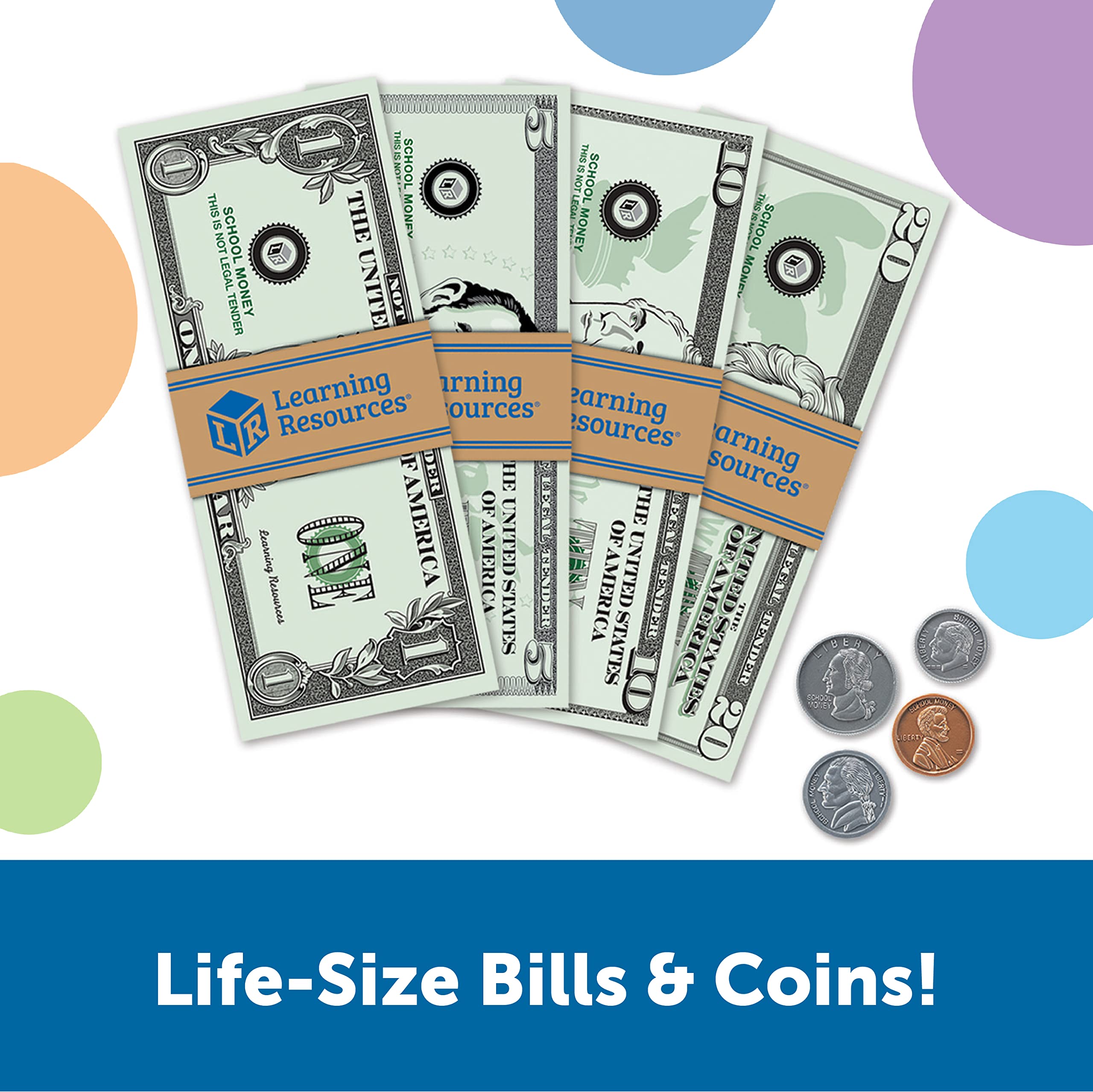 Learning Resources Pretend & Play Money Set – 150 Piece Toy Currency with Bills and Coins for Teaching Money Skills