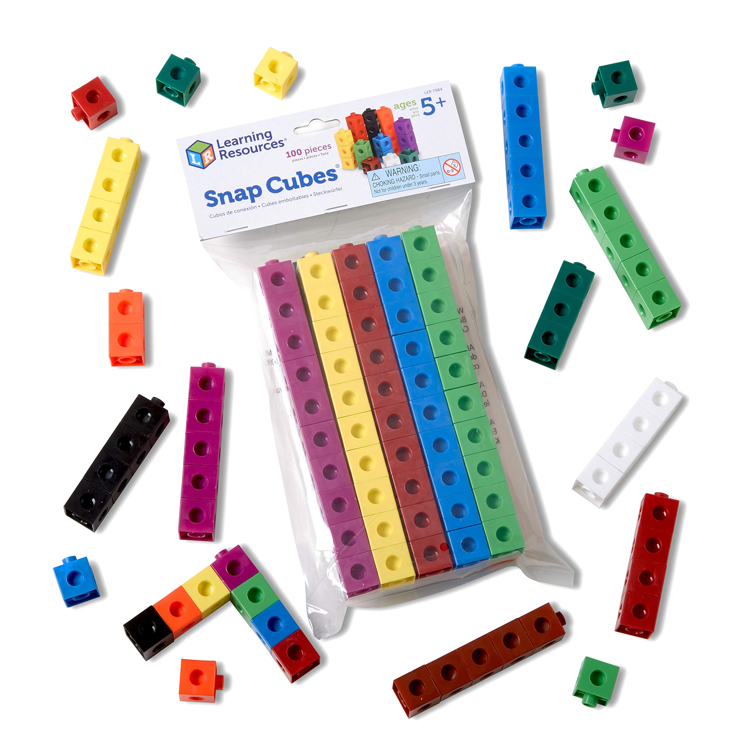 Learning Resources Snap Cubes 100-Piece Set - Math Counting Toy for Kids Ages 5+