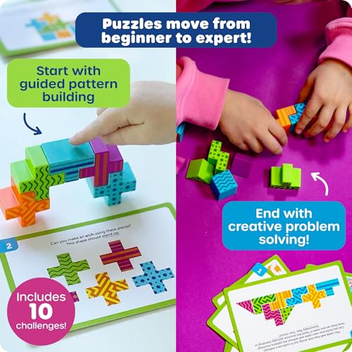 Learning Resources STEM Explorers Brainometry: 3D Puzzle Game for Kids Ages 5+, 24 Blocks & 10 Cards