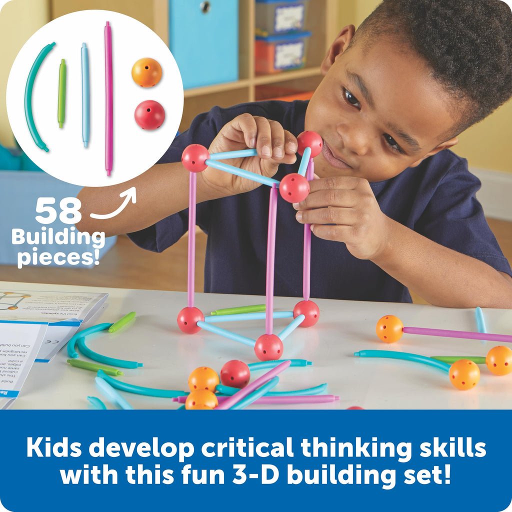 Learning Resources STEM Explorers Geomakers – 58-Piece Shape-Building Set for Kids Ages 5+