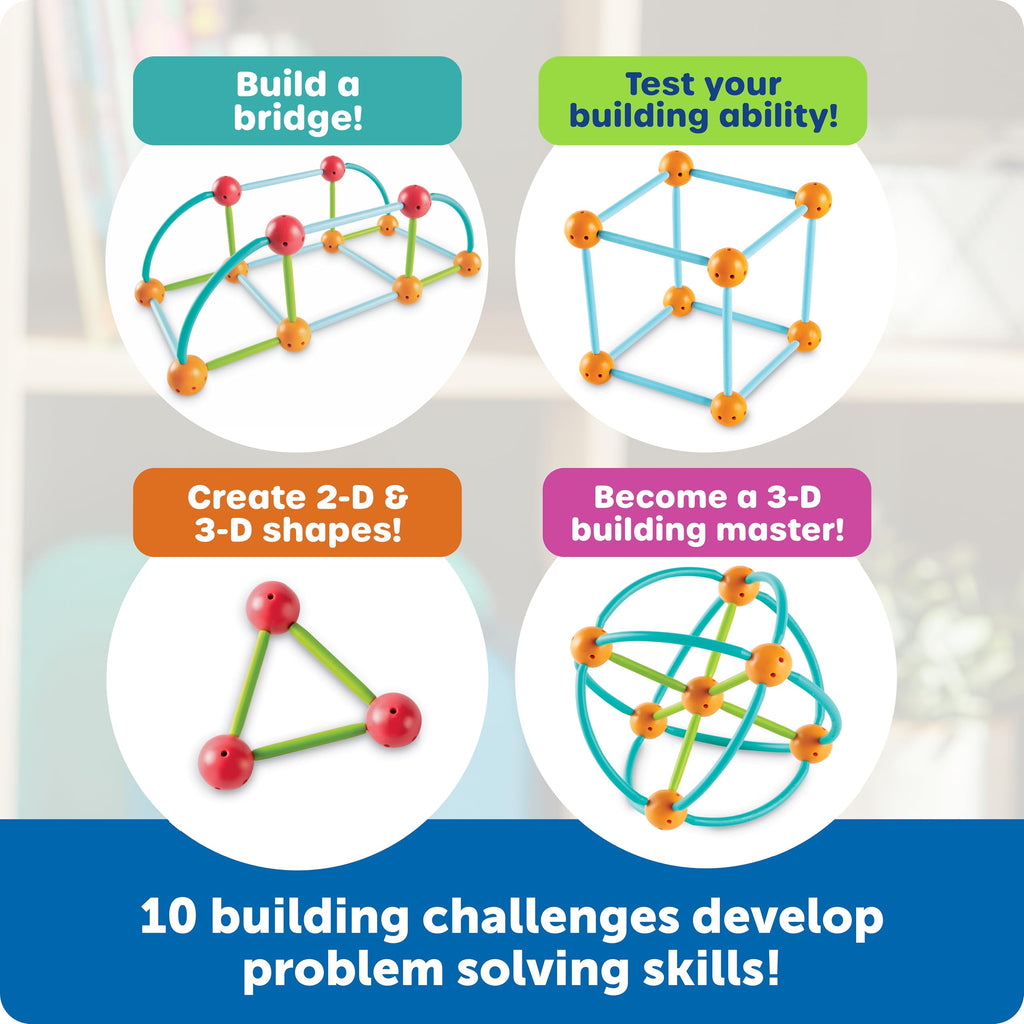Learning Resources STEM Explorers Geomakers – 58-Piece Shape-Building Set for Kids Ages 5+