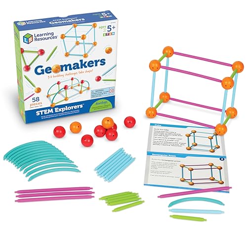 Learning Resources STEM Explorers Geomakers – 58-Piece Shape-Building Set for Kids Ages 5+
