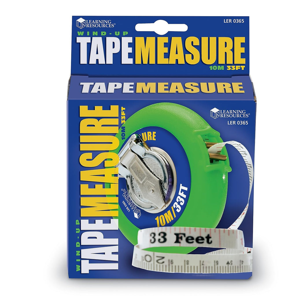 Learning Resources Wind-Up Tape Measure – 10m/33ft Dual-Sided for Kids Ages 5+