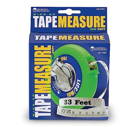 Learning Resources Wind-Up Tape Measure – 10m/33ft Dual-Sided for Kids Ages 5+