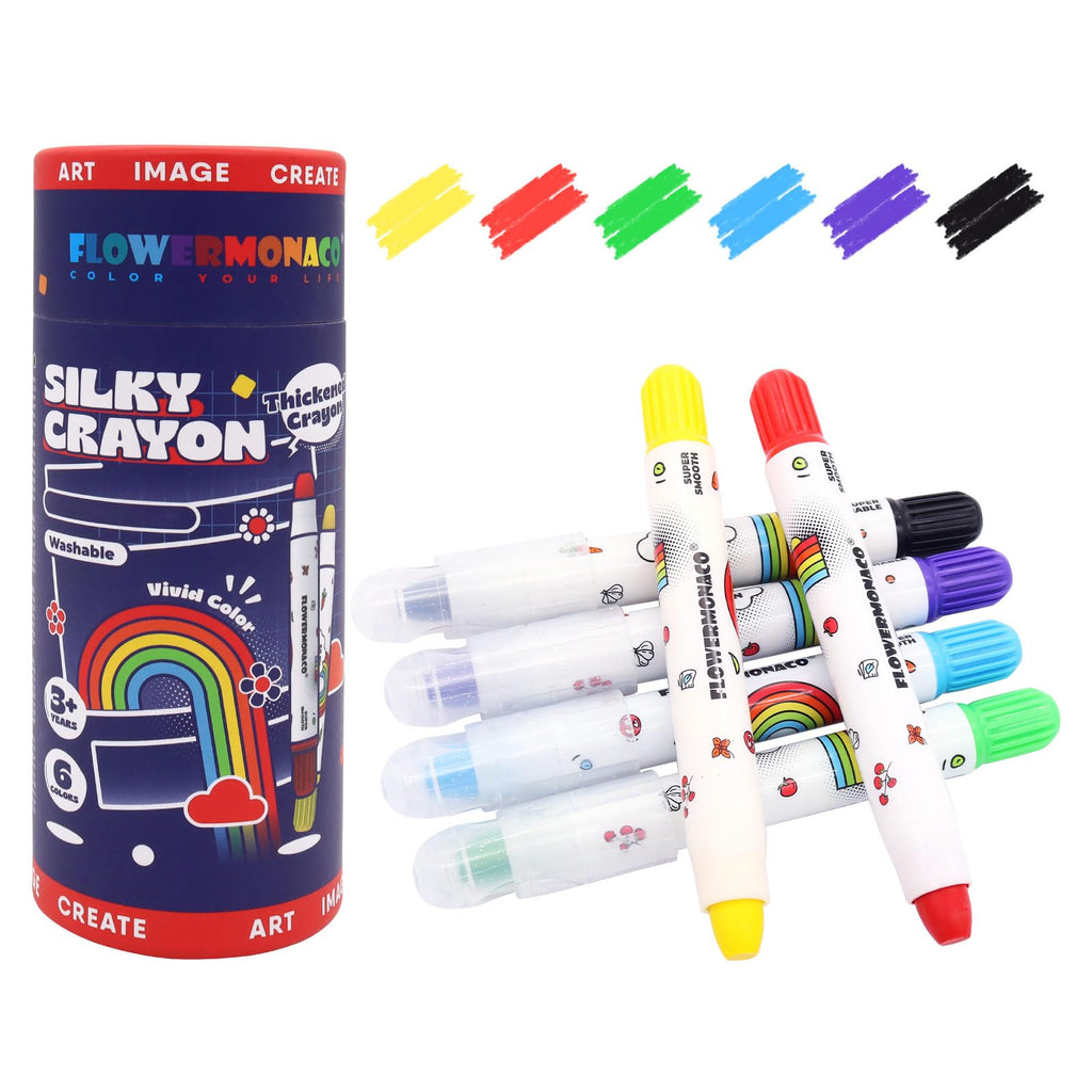 Lebze Jumbo Crayons for Toddlers - 24 Washable, Non-Toxic Crayons in 6 Colors, Easy to Hold