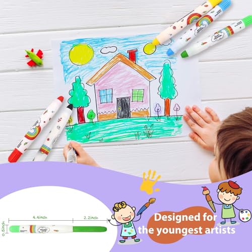 Lebze Jumbo Crayons for Toddlers - 24 Washable, Non-Toxic Crayons in 6 Colors, Easy to Hold