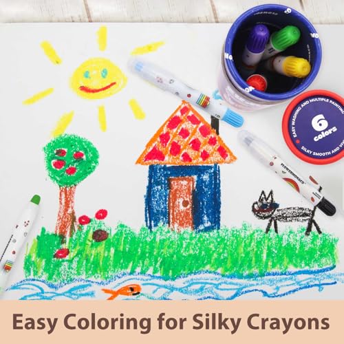 Lebze Jumbo Crayons for Toddlers - 24 Washable, Non-Toxic Crayons in 6 Colors, Easy to Hold