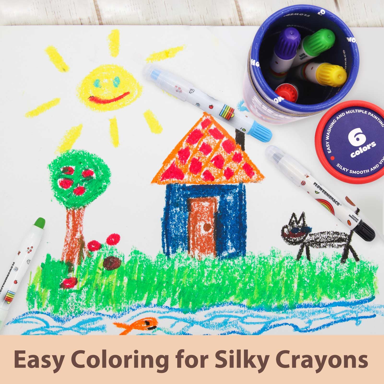 Lebze Jumbo Crayons for Toddlers - 24 Washable, Non-Toxic Crayons in 6 Colors, Easy to Hold