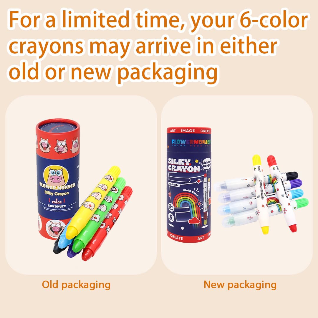 Lebze Jumbo Crayons for Toddlers - 24 Washable, Non-Toxic Crayons in 6 Colors, Easy to Hold